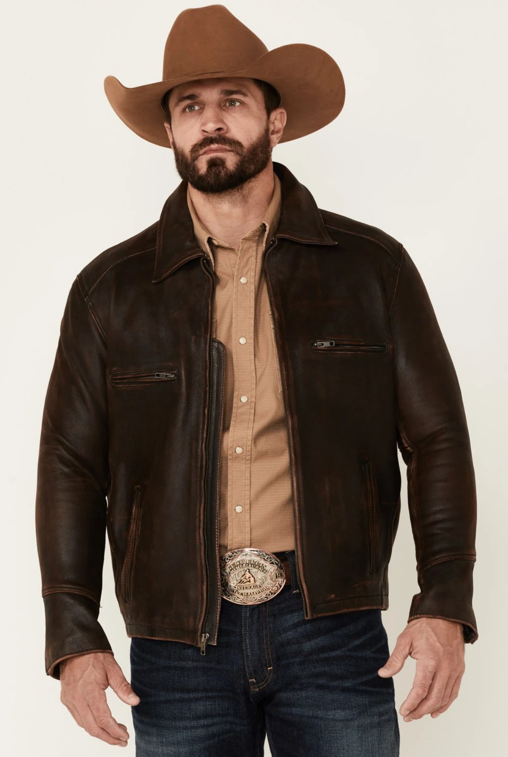 Mens-Cowhide-Dark-Brown-Leather-Jacket-Front-Yellowstone-Tv-Jackets